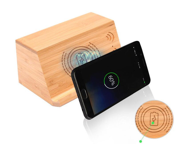 2 in1 wooden wireless charger with speaker