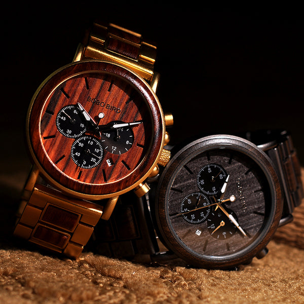 BOBO BIRD Luxury Top Brand Wrist Watches wood skeleton watch for Men