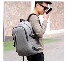 Grey Snow Canvas Casual Laptop computer Shoulder Bags Smart Backpack USB with Bamboo sunglasses gift