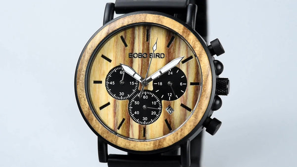 Wood Men Watch Top Brand for Luxury Stylish Watch Wood Stainless Steel Chronograph Military