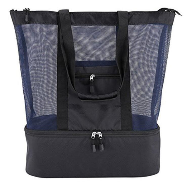 Mesh Beach Bag Tote with Built-in Insulated Cooler