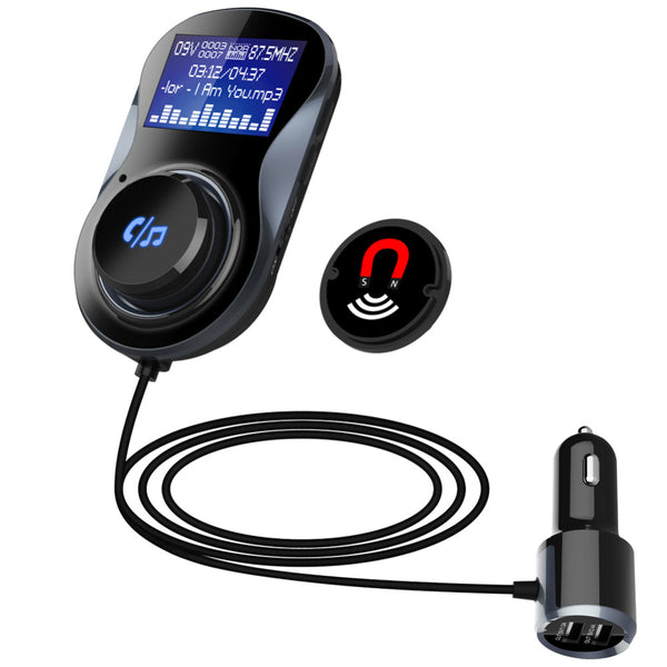 Wireless Bluetooth V4.1 +EDR Car Charger With FM Transmitter,HandsFree Bluetooth Car Kits With LCD Display