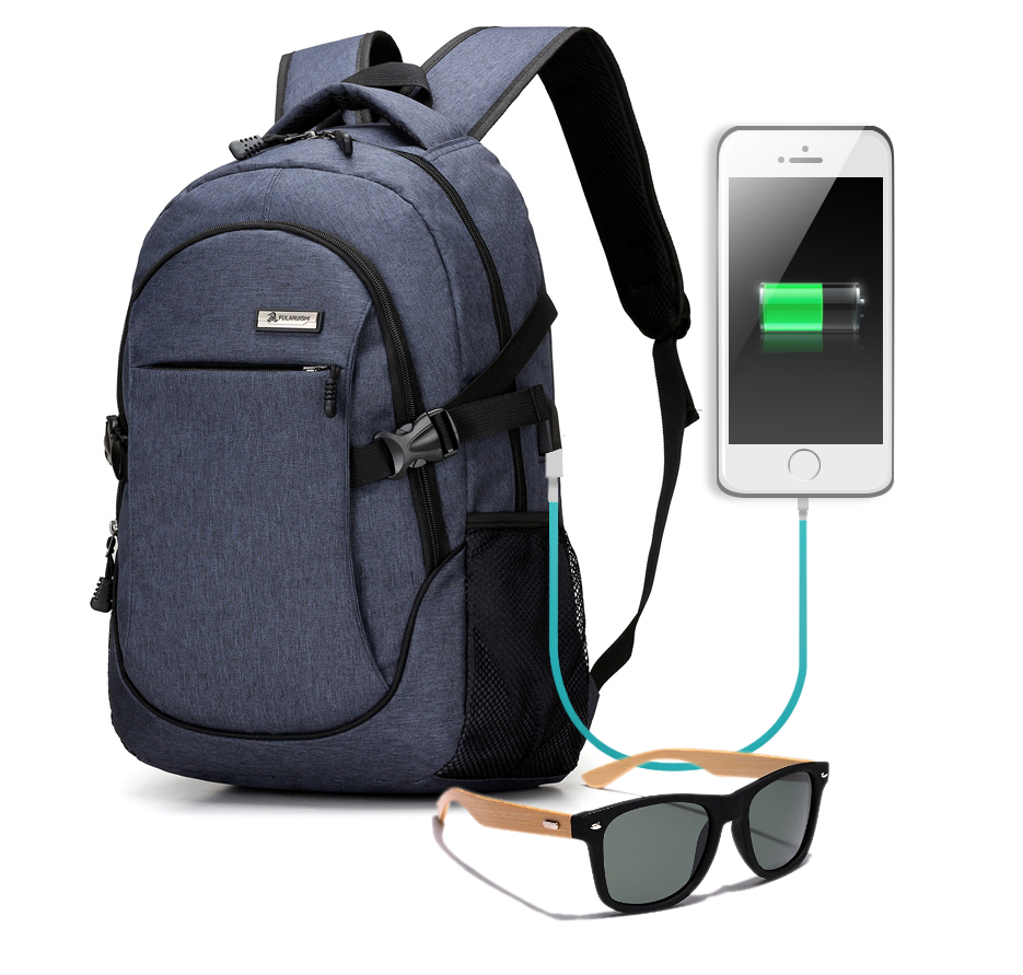 Laptop Backpack with USB Charging Port and Bamboo sunglasses bundle