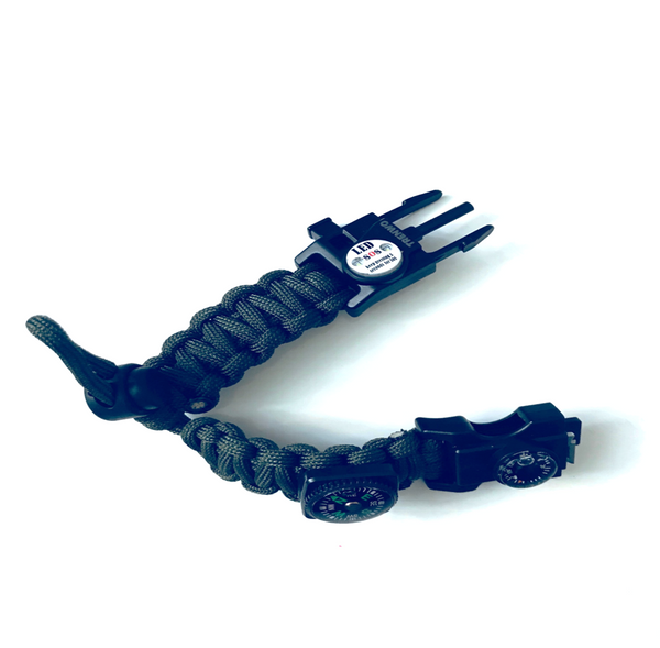 20 in 1 Multi functional adjustable 550lb paracord SOS LED  survival bracelet