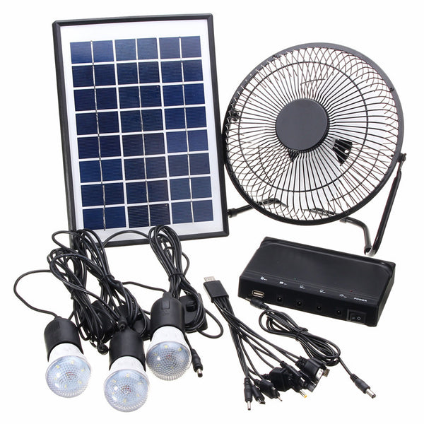 8W solar power lighting system kits 12V and 5V for LED bulb, DC fan an ...