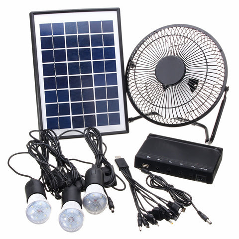 8W solar power lighting system kits 12V and 5V for LED bulb, DC fan and mobile phone charging