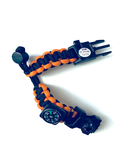 20 in 1 Multi functional adjustable 550lb paracord SOS LED  survival bracelet