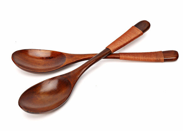 Bundle of Japan Style Handmade Natural Spruce w/ 2pcs Large Long Handled Wooden Spoon