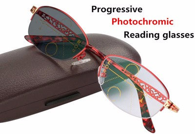 Photochromic Reading Glasses Men Half Rim Titanium alloy-Perfect for outdoors!!