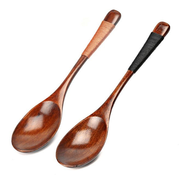 2pcs Wooden Spoons for Soups/Rice/Tea