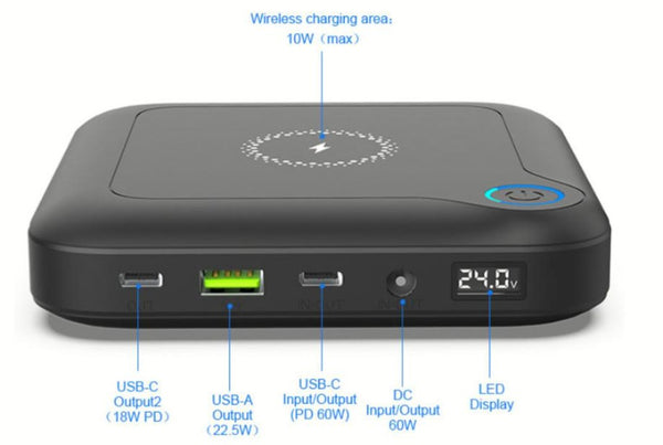 Laptop usb c Wireless Charger Powerbank 60w/24000 mah